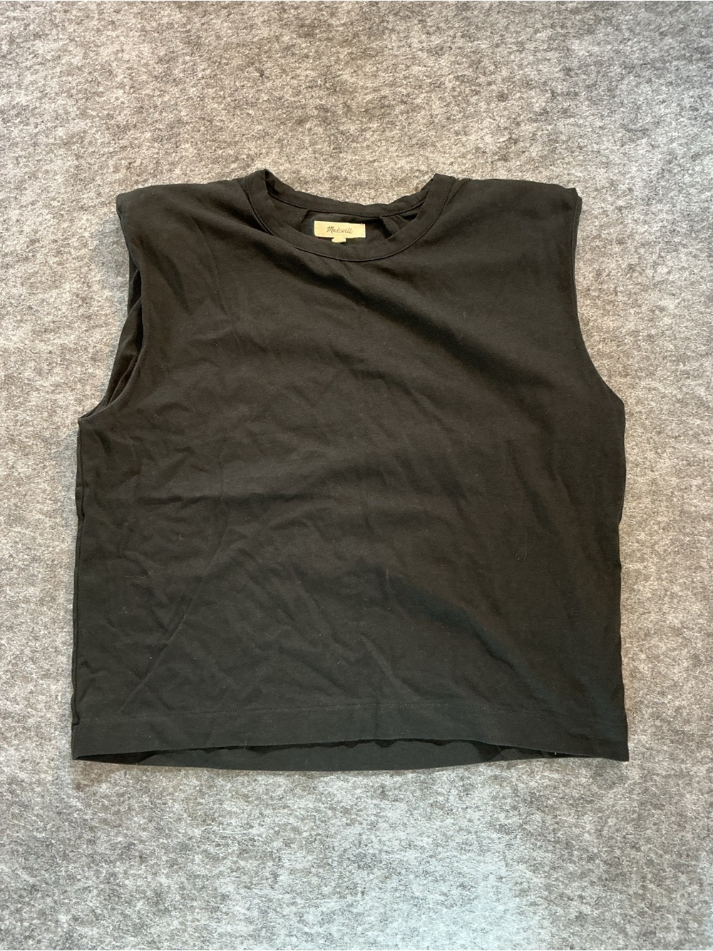 Madewell Black Tank Shirt With Shoulder Pads Classic Sleeveless Tee Size M